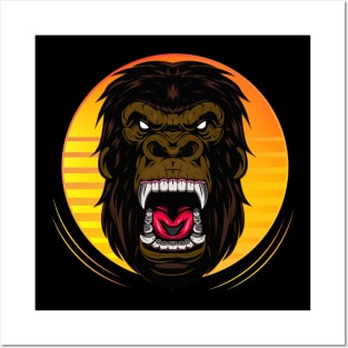 Ferocious the gorilla head Posters and Art